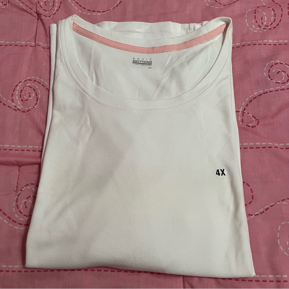 Women’s White Long Sleeves 4X Top 100% Cotton